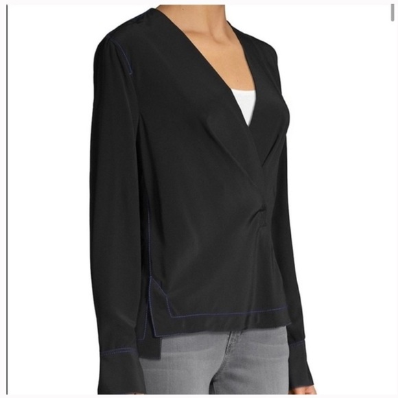 RAG & BONE Black Shields V-Neck Silk Blouse Size Medium - Picture 1 of 10
